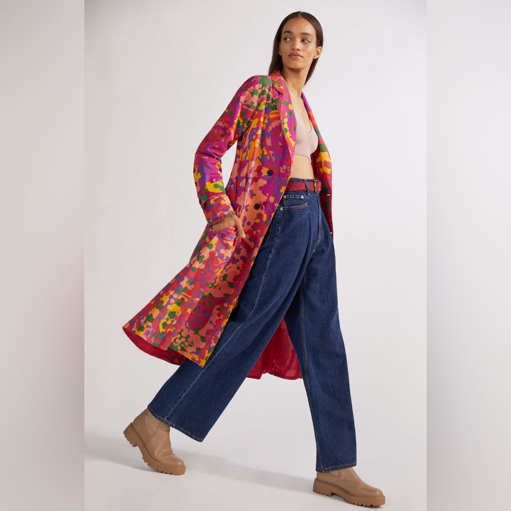 NWT Anthropologie Roopa Pemmaraju Abstract Duster Jacket 70s MOD Size L